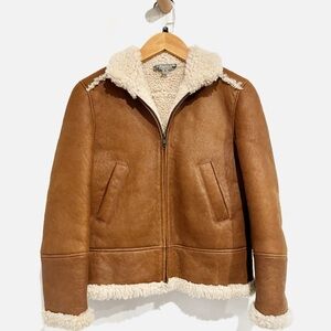 Bonpoint Vegan Leather Shearling Lined Jacket Size 8